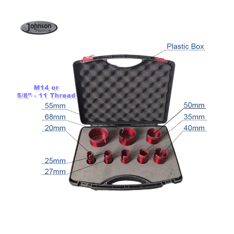 Johnson Tools OEM/ODM Diamond Tile Core Bit Set Stone Vacuum Hole Breed Sierra para porcelana